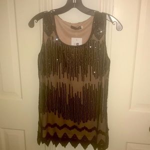 NWT Black & pink sequin top. Great Gatsby 1930s